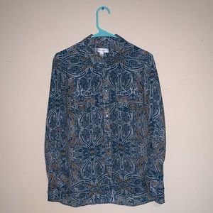 Blue Paisley Button down blouse